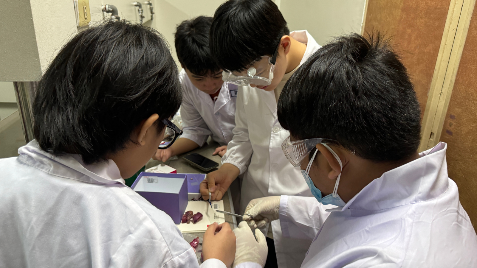 Juho Kim and fellow PCIS learners conducting a hands-on science activity in Cavite, reflecting the scientific learning behind his IAAC 2026 Bronze achievement