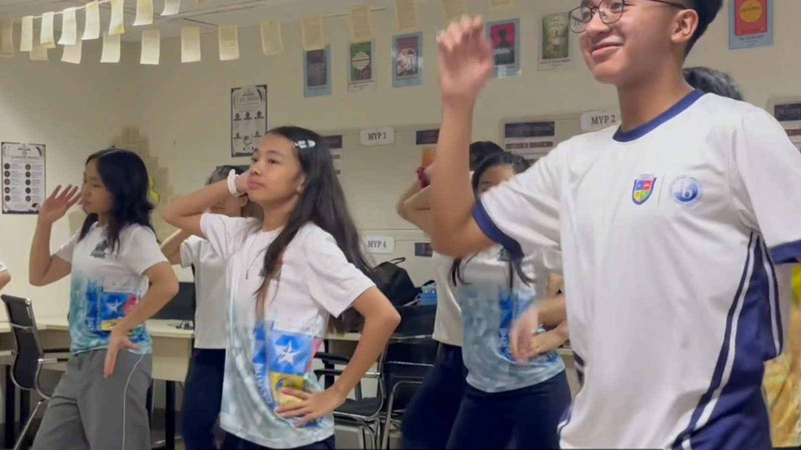 Philippine Cambridge International School learners participating in a group dance activity, exploring personal interests and collaboration at an IB World School in Cavite, Philippines.